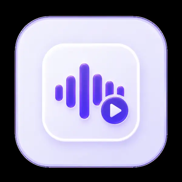 A small purple waveform and media icon on a pale tile.